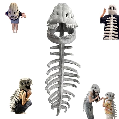 Generisch Skeleton Plush, Dinosaurier Skelett Plüsch Kostüm, Tragbares Weiches Plüsch Spinosaurus Dino Dinosaur Costume Outfit Für Kinder Und Erwachsene (Kinder: 95 Zentimeter)