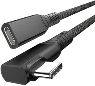 Kabel Przedłużacz USB 4 0.6M,90 Stopni USB4 Thunderbolt 4/3 Przedłużacz,PD 100W Szybkiego ładowania 40Gbps Transfer Danych 8K@60Hz Wyjścia Wideo Kabel,Typ C 4.0 Męski do żeńskiego dla Urządzeń USB C