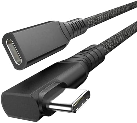 Kabel Przedłużacz USB 4 0.6M,90 Stopni USB4 Thunderbolt 4/3 Przedłużacz,PD 100W Szybkiego ładowania 40Gbps Transfer Danych 8K@60Hz Wyjścia Wideo Kabel,Typ C 4.0 Męski do żeńskiego dla Urządzeń USB C