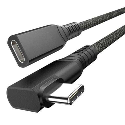 USB 4 Verlängerungskabel 240W 0.6M, Winkel USB4 Thunderbolt 4/3 Verlängerung 40Gbps/8K@60Hz Video, PD3.1 USB C Stecker auf Buchse Kabel für iPhone 15, MacBook Pro/Air, iPad Pro, Galaxy S24 S23