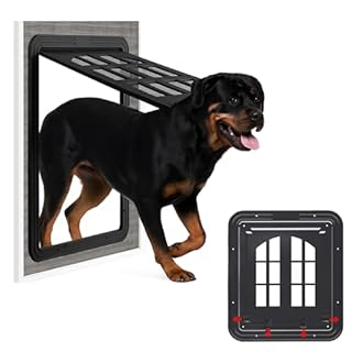 Large Pet Screen Door, 13 x 17 inches, Magnetic Self-Closing Dog Cat Door with 4-Way Entry, Black (Large)