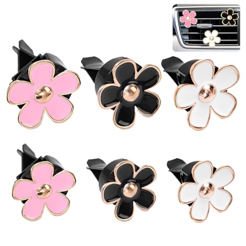YUPZAR Diffusori Profumo per Auto Clip – Set da 6 Pezzi con 3 Ricariche di Aromaterapia – Deodoranti per Auto a Forma di Fiore – Decorazione Profumata per Bocchette Aria