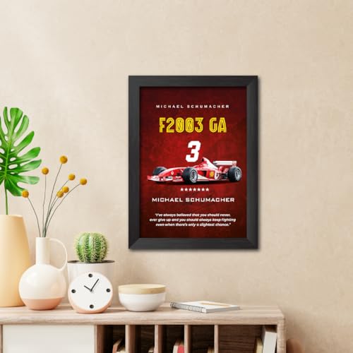 Image of TenorArts Michael Schumacher Poster Frame F1 Racing Car F2003 GA Formula One Photo Framed Painting with Matt Finish Black Textures (12 inches x 9inches)