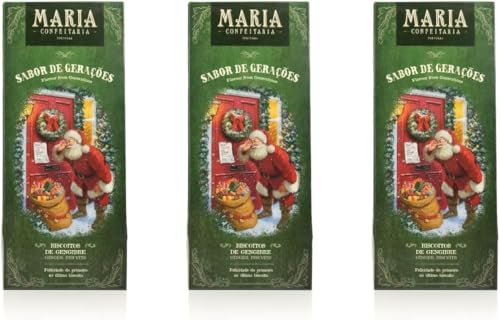 Galletas de Jengibre - Maria Confeitaria - Pack de 3 Cajas de 150g - Elaboradas Artesanalmente - Ideales para Acompañar el Té o el Café - Producto Gourmet de Origen Portugués