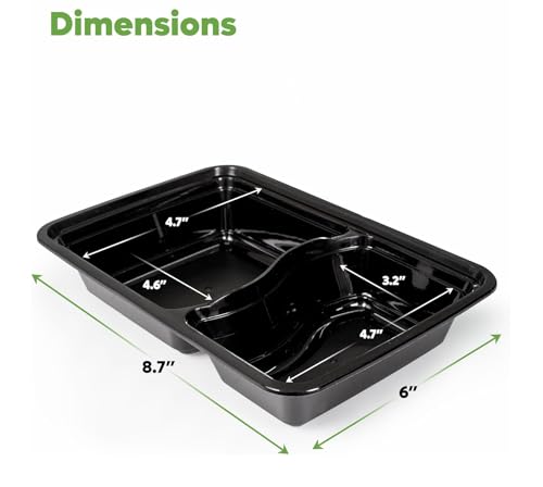 Image of Krum 2-Compartment Plastic Plate | Durable Reusable Meal Tray with Sections | Microwave Safe Food Serving Plate for Office, Home, Restaurants, Canteens & Food Delivery (Pack of 50)