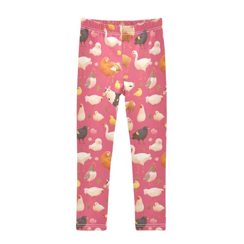 KLL Farm Animals Pattern Watercolor Toddler Girls' Cotton Leggings Casual High Waisted Pants Gym