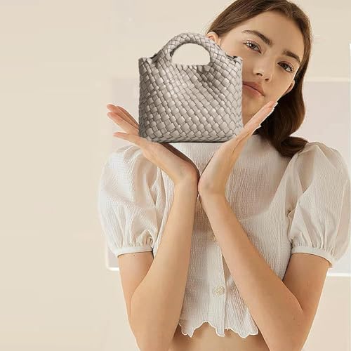 Image of Woven Tote Bag for Women with Coin Purse, Foldable Chain Small Crossbody Handbags, Fashion Shoulder Bag, Hobo Satchel