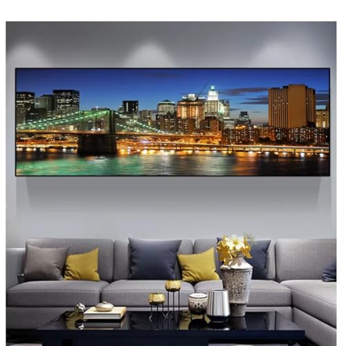 Toile Murale Pont de Brooklyn de Nuit - Décoration Grand Format pour Chambre