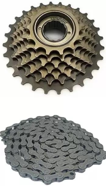 7 Speed Freewheel Bicycle Gear Cassette, 116 Link Gear Chain-image-29