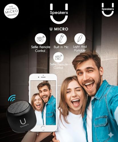 Fashionit U Micro - Small Bluetooth Speaker | Coin-Sized Speakers Bluetooth Wireless with Built-in Mic & Remote Shutter | Portable Rich Sound for Travel, Shower, Beach | Black - Image 3