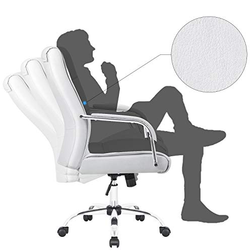 Furmax High Back Office Desk Chair Conference Leather Executive With Padded Armrests, Adjustable Ergonomic Swivel Task Chair With Lumbar Support (White) #TOP5