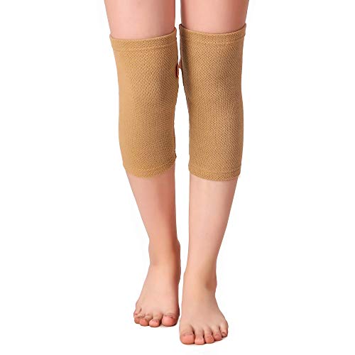 Image of ONYXNEO Knee Caps for Pain Relief, Women, Men - Soft, Breathable Fabric, Four Way Stretch, Sweat Absorption, Mild Compression, Support and Comfort Knee Sleeves Brace (Beige, Large)