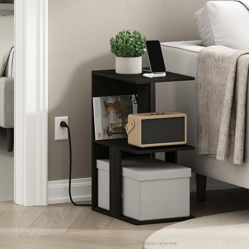 Mesa auxiliar Furinno Boyate espresso con USB y Tipo C para sofá y almacenamiento 3