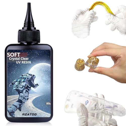 UV Resin Soft 80g Crystal Clear Epoxy, Quick-Curing, Low Viscosity, Low Shrinkage Ultraviolet Resin Epoxy Glue for Crafts, Jewelry Making, Decoration