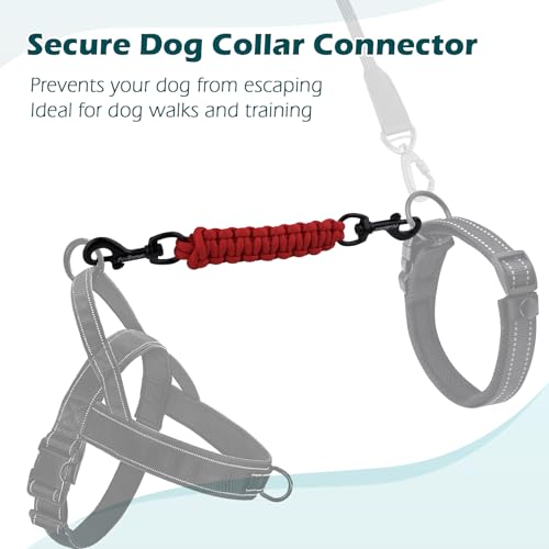 PetBonus Hundehalsband Clips, handgefertigtes Sicherungsband für Hundegeschirr, Stachelhalsband, doppelendiger Leinenverbinder (Rot)
