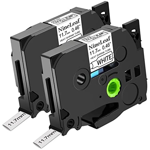 NineLeaf 2 Pack Compatible for Brother Heat Shrink Tube Label Tape 11.7mm HSe-231 HSe231 HS231 HS-231 HSE Black on White for P-Touch PT-E300 PT-E500 PT-E550W PT-P750WVP Label Maker use in Cables Wires Cover