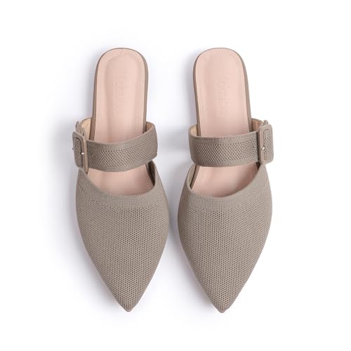 Image of Pointed Toe Mules for Women Flats,Slip On Mules Backless,Wide Width Mules,Mule Slides Flats Sandals