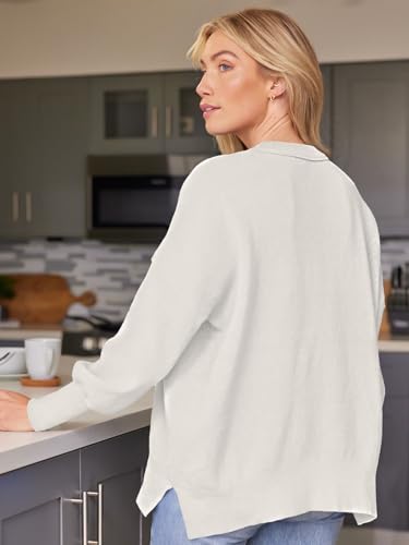 Image of LILLUSORY Women's Oversized Batwing Sweaters 2026 Fall Outfits Trendy Crewneck Knit Side Slit Fashion Pullover Tops