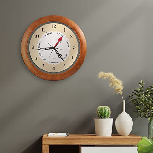 Dayclocks CM CONTEMPORARY MAPLE Time & Week-Day Wall Clock With Transparent Frame Ring – Weekly Clock With Days, Hours & Minutes - Ideal Retirement Gift For Men & Women, Maple Accent Frame thumb #5