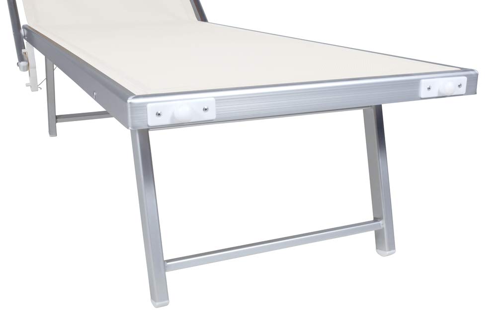VERDELOOK | Rimini, Lettino da Mare con Parasole, 186x61x38 cm, Bianco, per Giardini, Piscine, Terrazze, Lettino Prendisole