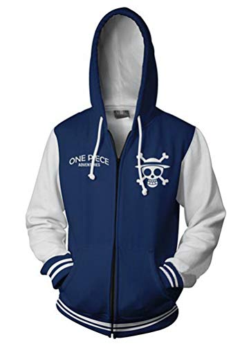 WANHONGYUE Anime One Piece Luffy 3D Imprimé Sweat à Capuche Hoodie Jacket Adulte Cosplay Zippé Veste Blouson Sweatshirt Manteau 673/9 XXL
