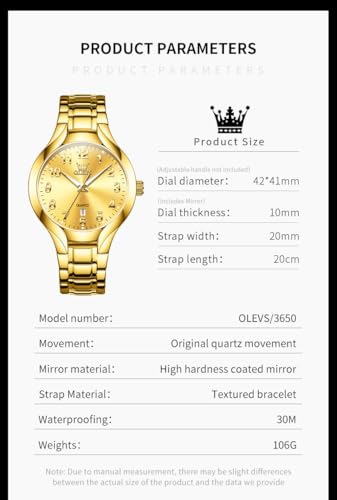 Image of OLEVS Watches for Men Original Luxury Analog Quartz Easy Read Mens Watch Stainless Steel Waterproof Calendar Gold Male Wrist Watch