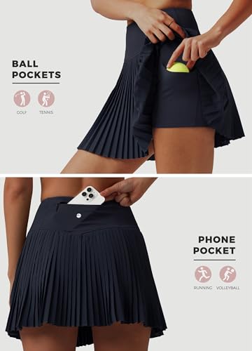 Willit Womens Pleated Tennis Skirts with Shorts Athletic Golf Skorts High Waisted Lightweight Zipper Pockets3