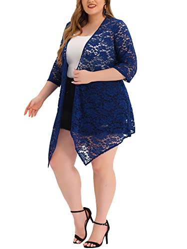 Image of Agnes Orinda Plus Size Cardigans for Women Open Front 3 /4 Sleeves Crochet Cover Ups Jackets 2024