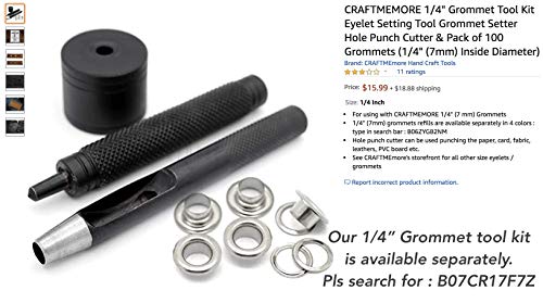 Craftmemore 1/4" Hole Size 100 Sets Gunmetal Black Metal Grommets Eyelets With Washers For Bead Cores, Clothes, Leather, Canvas (Gunmetal, 100 Pack) #TOP6