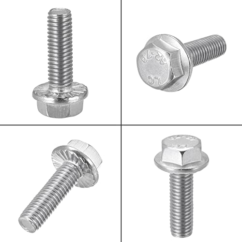 Image of uxcell M8x25mm Hex Serrated Flange Bolts Screws Metric Thread 304 Stainless Steel 10pcs
