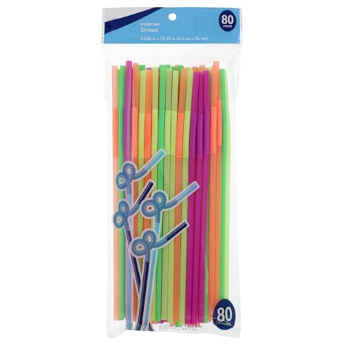 Pitillos flexibles neón 80 piezas miniatura 1