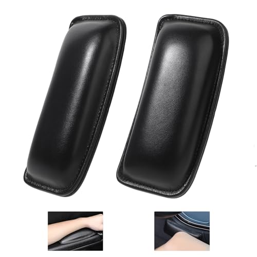 2PCS-Elbow-Memory-Foam-Rest-Pads-for-Car-Universal-PU-Leather-Armrest-Pad-for-Car-Door-Arm-Support-Soft-Pad-for-Knee-Knee-Pillow-for-Car-Auto-Center-Console-Universal-Car-Interior-Accessories-Black