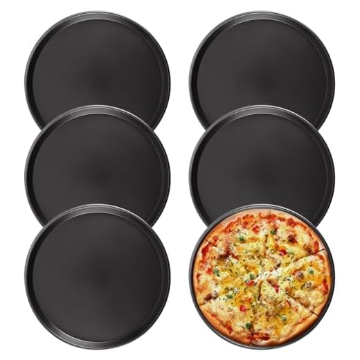 APACALI 6 teglie per pizza, rotonde da 30 cm, in acciaio inox, con rivestimento antiaderente, colore nero, teglia per pizza, teglia per pizza, formaggio, torta