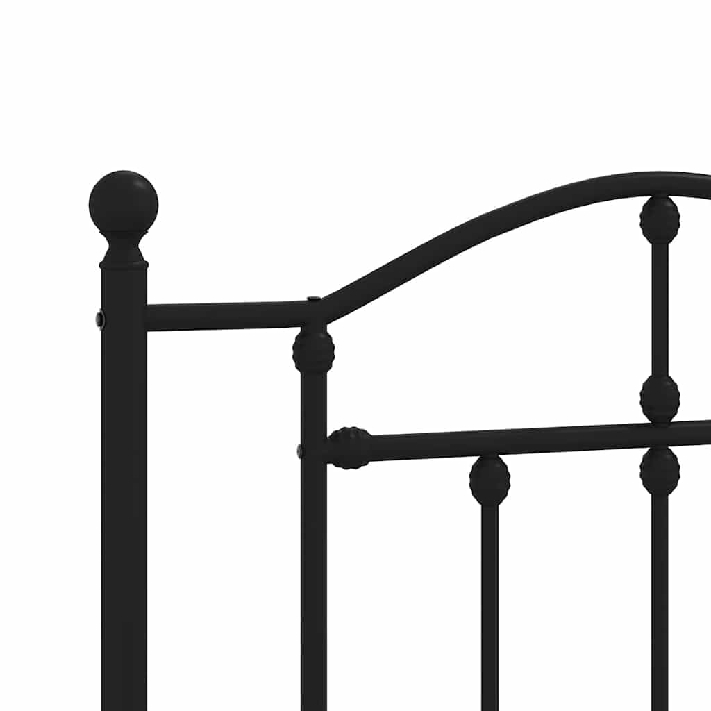 vidaXL Bettgestell, Bettrahmen mit Kopfteil Fußteil, Metallbett Bett mit Lattenrost, Einzelbett Gästebett Schlafzimmer, Metall Schwarz 100x200cm