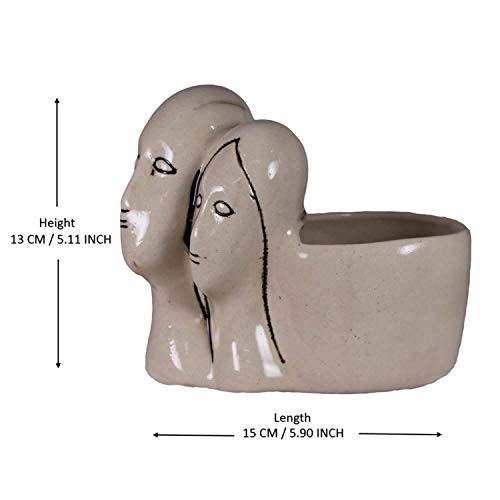 Image of Lasaki Couple Ivory Ceramic Pots for Indoor Plants, Planters, Flower, Pots, gamla, Outdoor, Balcony, Home, Garden, Office Decor, Succulent Pot(L - 16 X W - 10 X H - 14.5 cm)(Plants not Included)