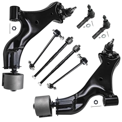 Image of Detroit Axle - Front Lower Control Arms for 2010-2017 Chevrolet Equinox GMC Terrain 2.4L, 2011 2012 2013 2014 2015 2016, 2 Lower Control Arms w /Ball Joints, 4 Tie Rods, 2 Sway Bar Links Replacement