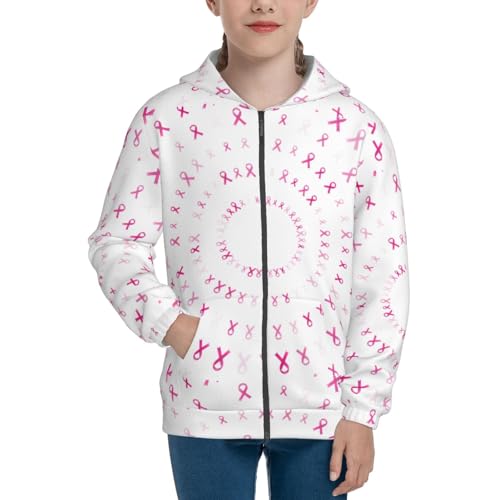 Breast Cancer Awareness (4) Kids Pullover Hoodies Boys Zip Up Sweatshirts Girls Athletic Clothes with Pocket3