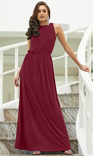 Image of KOH KOH Womens Long Sleeveless Halter Bridesmaid Wedding Guest Maxi Dress