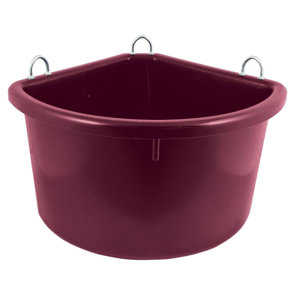 Dura-Tech Platinum Corner Feeder for Horses 30 Quart | Space-Saving Corner Design | Cold Weather Resistant | Color Burgundy