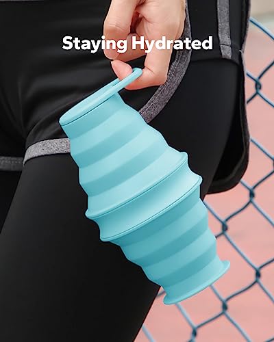 Bottlebaboon Collapsible Water Bottles, Foldable Water Bottles For Travel, Ultra-Packable Collapsable Water Bottle, Silicone Water Bottle, Portable Collapse Water Bottles For Travel (17.5Oz, Blue) #TOP5