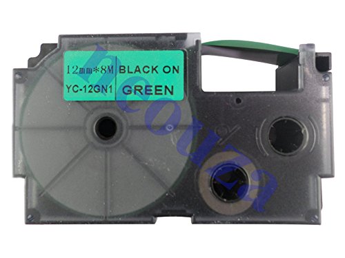 Image of Casio XR-12GN1 Label Printer Tape (Black and Green)
