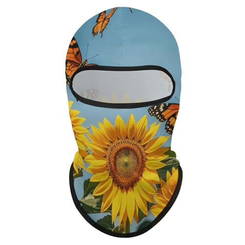 Balaclava para hombre y mujer, máscara para esquiar con diseño de girasol y mariposa, cubreboca completo para ciclismo miniatura 7