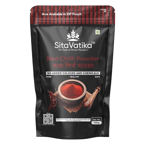 Image of Sitavatika Natural Red Chilli Powder 100gm No Added Colours and Chemical with Good Spicy Taste and Colorful Spices Lal Mirch Powder for Spicing Up Food