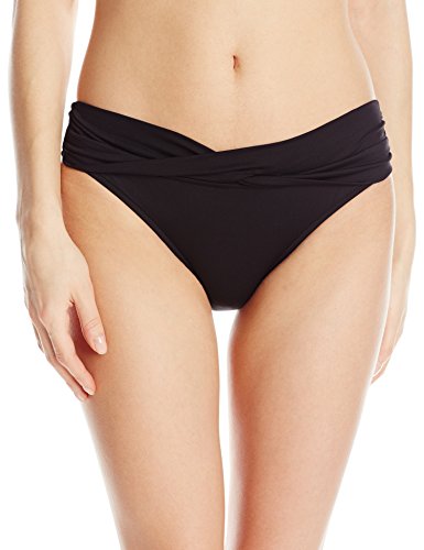 Seafolly Women's Twist Band Hipster Full Coverage Bikini Bottom Swimsuit,Black,10 US