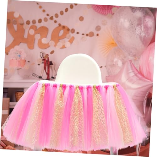 Birthday High Chair Tutu Skirt for Party Decoration Pink Gold Tulle Skirt for Shower Birthday Celebration and Birthday Decorations3