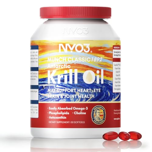Image of NYO3 Pure Antarctic Krill Oil Omega 3 Supplement Beyond Fish Oil with Choline & Antioxidant Astaxanthin for Heart Brain, GMP, Third Party Tested, No Fishy Burps - 425mg 30 Softgels