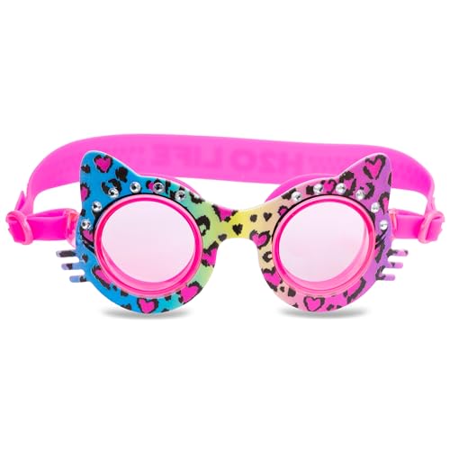 H2O Life Kids Swim Goggles for Girls and Boys Soft Silicone Leakproof Comfortable Swimming Goggle for Children Age 5+ One Size Rainbow Cheetah
