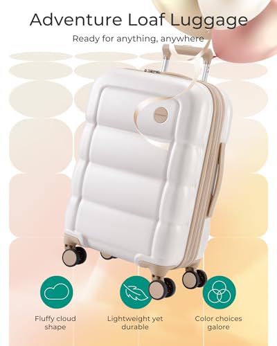 BAGSMART Carry on Luggage with Spinner Wheels, 22x14x9 Carry On Luggage Airline Approved With TSA Lock, Durable Hard Shell Carry On Suitcase 20 inch, Ivory3
