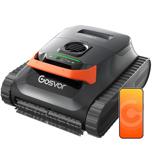 Gosvor Robot Piscine sans Fil, Navigation WavePath, Aspiration 3960 GPH, Double Filtration, Nettoyage Fond/Parois/Ligne d’Eau, Autonomie Jusqu’à 200 Min, Via App,...