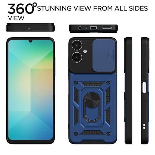 Image of Luxe Back Cover for Samsung Galaxy A06 5G / Samsung Galaxy F06 5G / Samsung Galaxy M06 5G | D10 Tough Armor Case | Sliding Camera Shield | 360 Protection | Kickstand Ring Holder | Military-Grade